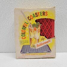 Vintage 8 Colorful Rubbermaid Coasters In Box Kar-Rug Wooster Rubber picture